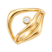 Позолоченное кольцо с цирконом
